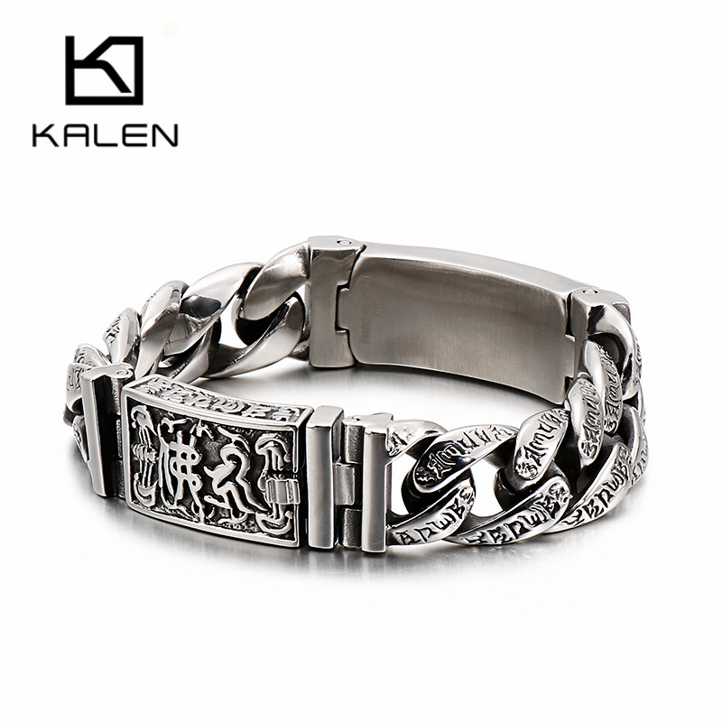 Men Accessories Bd - Kalen 펑크 체인 스컬 팔찌 스테인레스