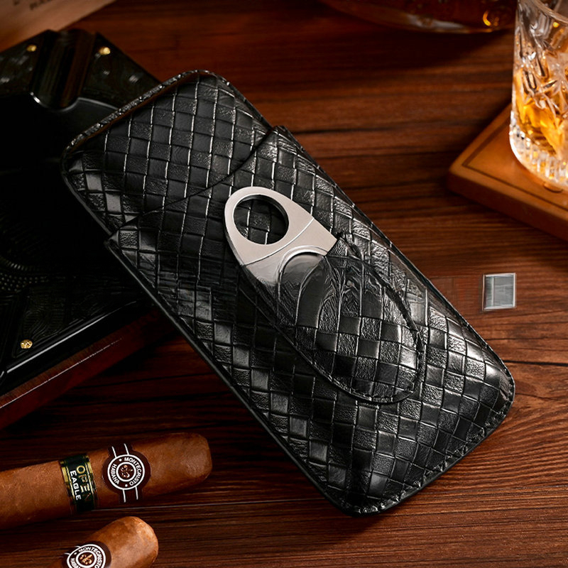 Cigar Cutter Set - 3개입 가죽 시가 케이스 선물 세트
