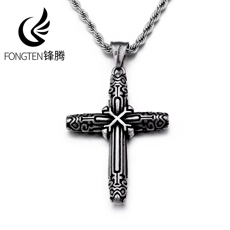 Men Accessories Bd - Fongten 레트로 크로스 축복 펜던트 목걸이
