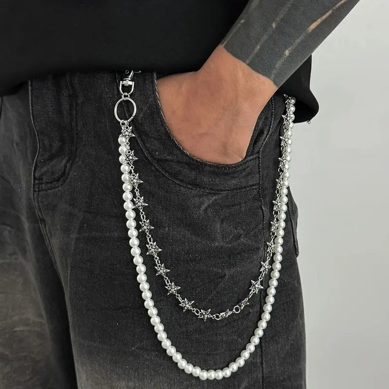 Men'S Accessories For Jeans - Salircon 빈티지 펑크 메탈 펜타그램 바지