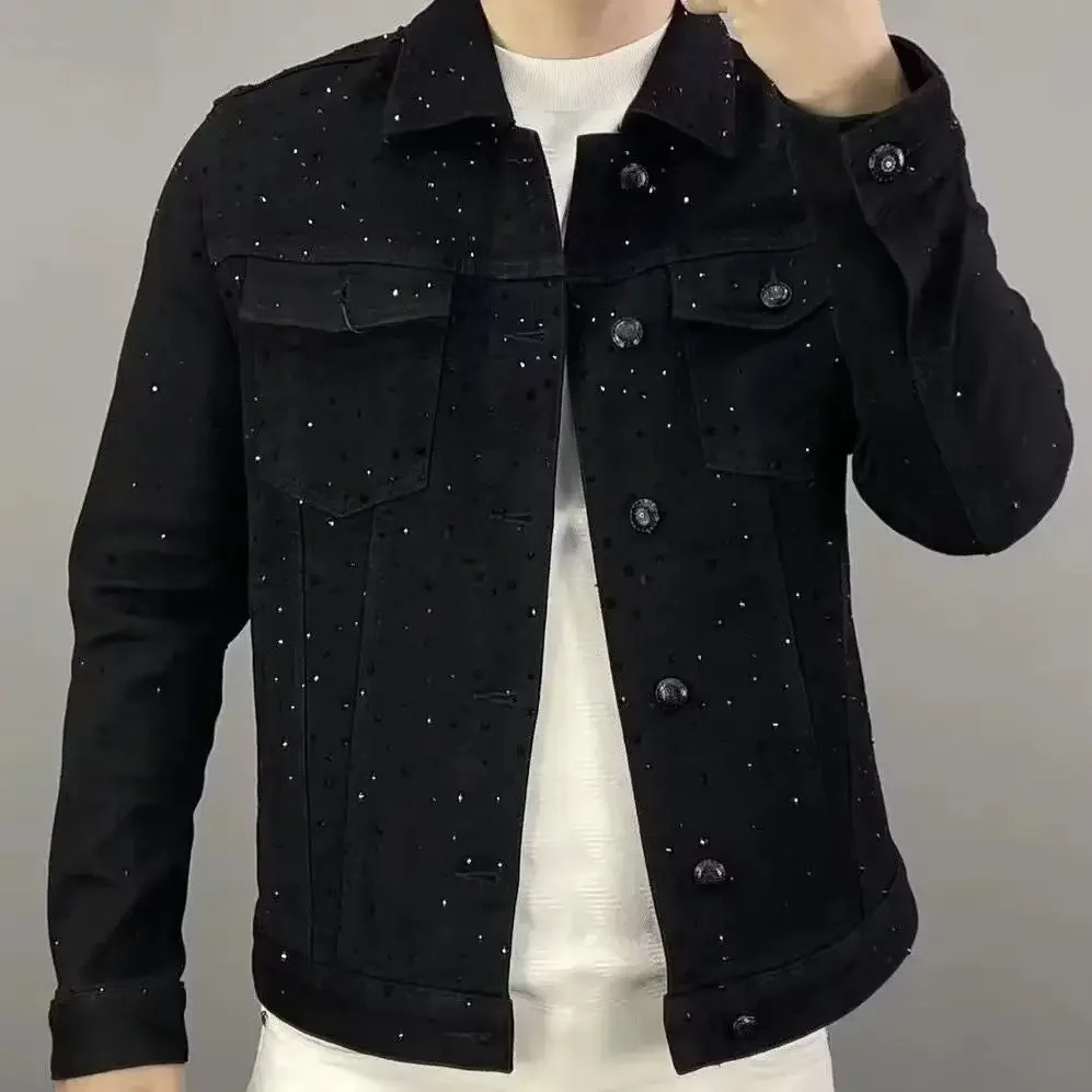 Men'S Accessories For Jeans - 남성용 캐주얼 슬림 숏 데님 재킷,