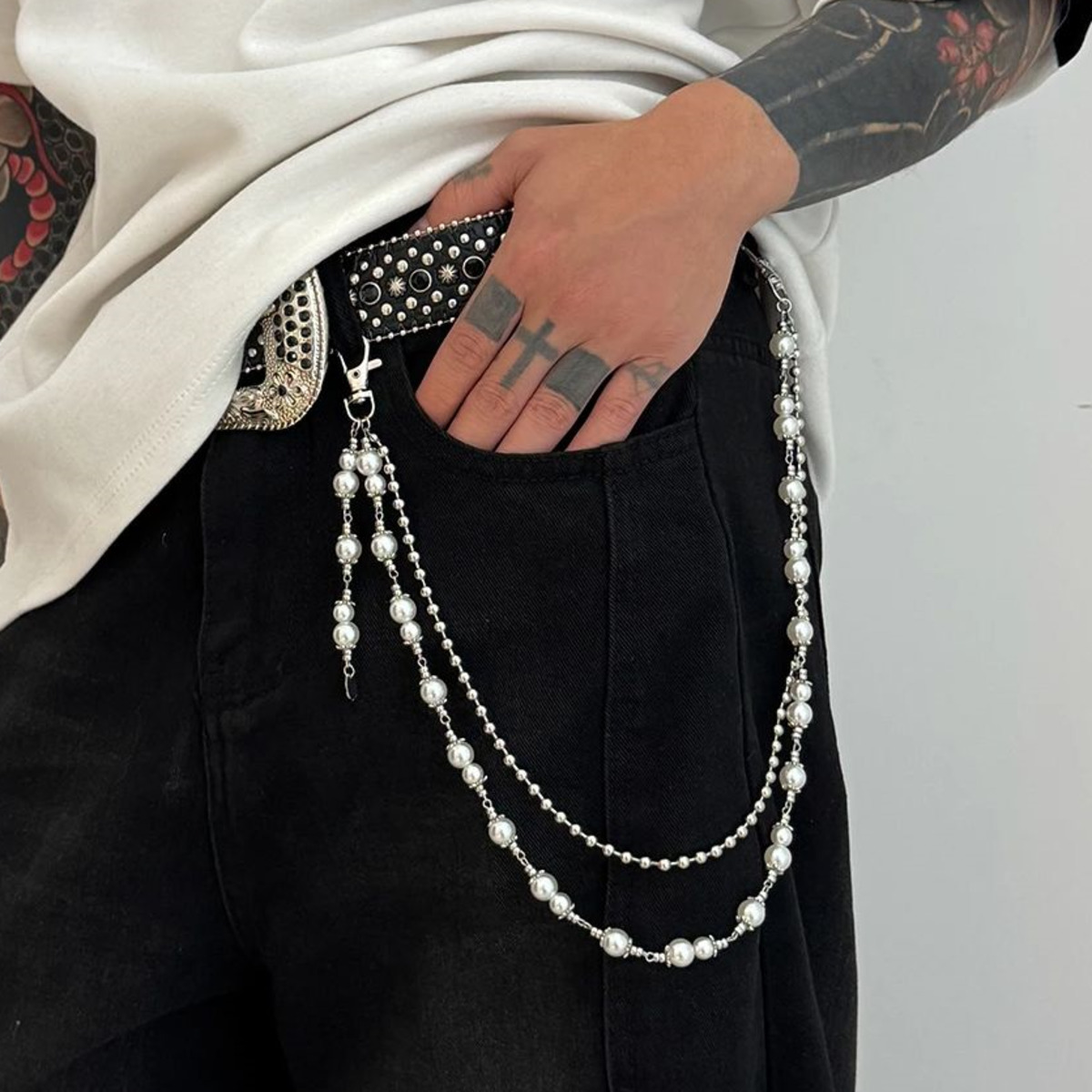 Men'S Accessories For Jeans - Ingemark 2025 Faddish 독특한 모조 진주