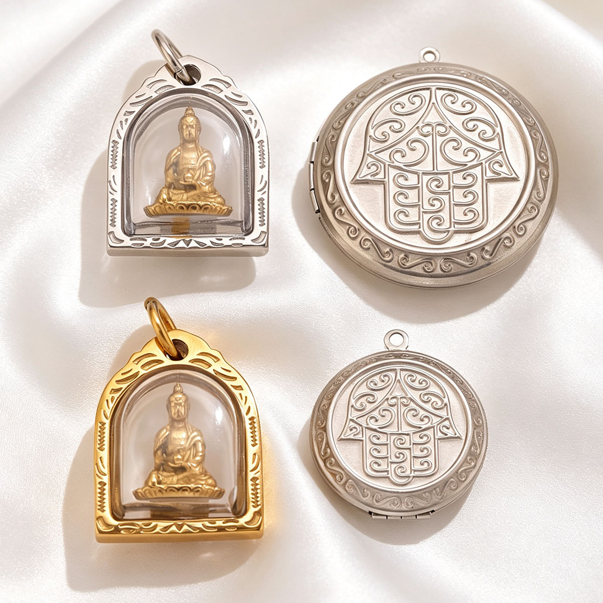 1/2pcs 사진 프레임 참 18K 스테인레스 스틸 로 - Men Accessories Locket 리뷰 및 가격