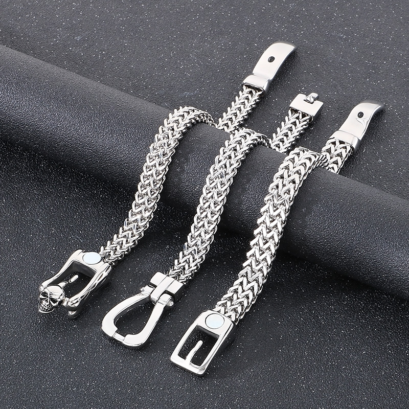 남성용 스테인리스 스틸 더블 로우 스켈레톤 체인 팔찌, - Men Accessories Bd 리뷰 및 가격