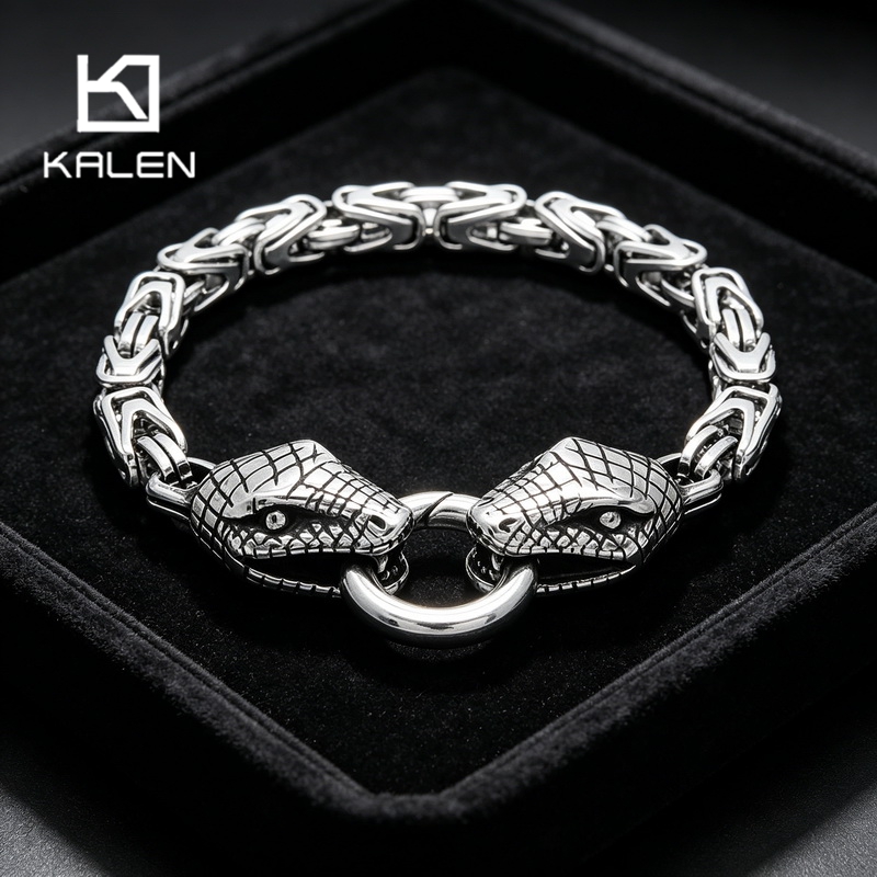 칼렌 빈티지 스테인리스 스틸 스네이크 팔찌 남성용 펑크 - Men Accessories Bd 리뷰 및 가격