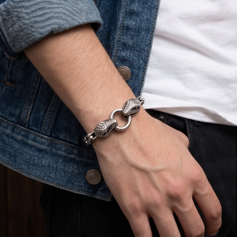 칼렌 빈티지 스테인리스 스틸 스네이크 팔찌 남성용 펑크 - Men Accessories Bd 리뷰 및 가격