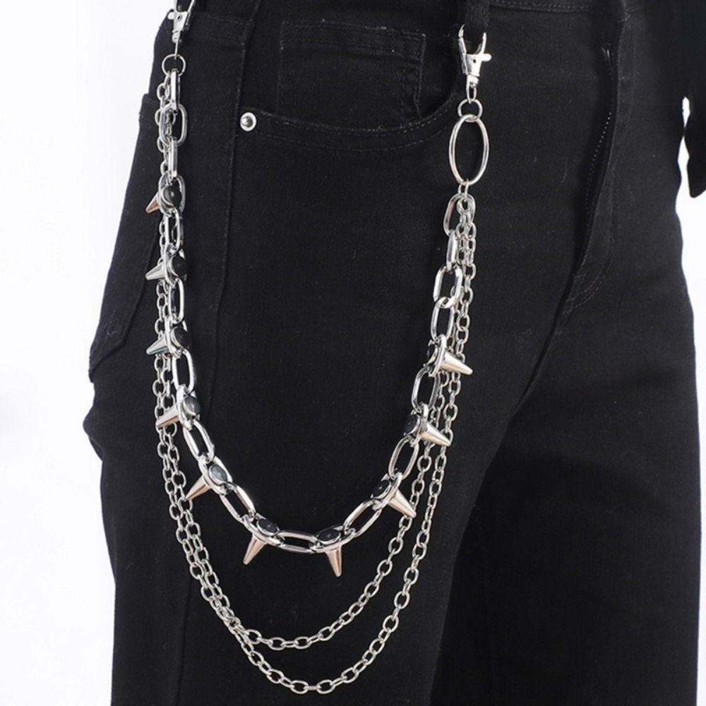 유니섹스 힙합 펑크 록 메탈 허리 체인 팬츠 키링 바지 - Men'S Accessories For Jeans 리뷰 및 가격