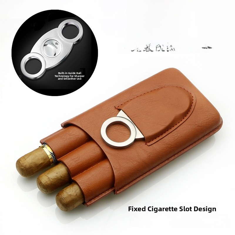 휴대용 시가 박스 세트(2개) - 가죽 시가 케이스,  - Cigar Cutter Set 리뷰 및 가격