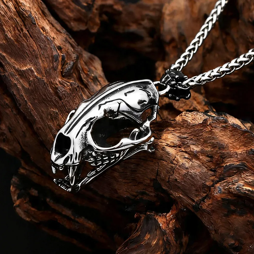 빈티지 세이버 투스티드 타이거 해골 펜던트 목걸이 스테 - Men Accessories Necklace 리뷰 및 가격