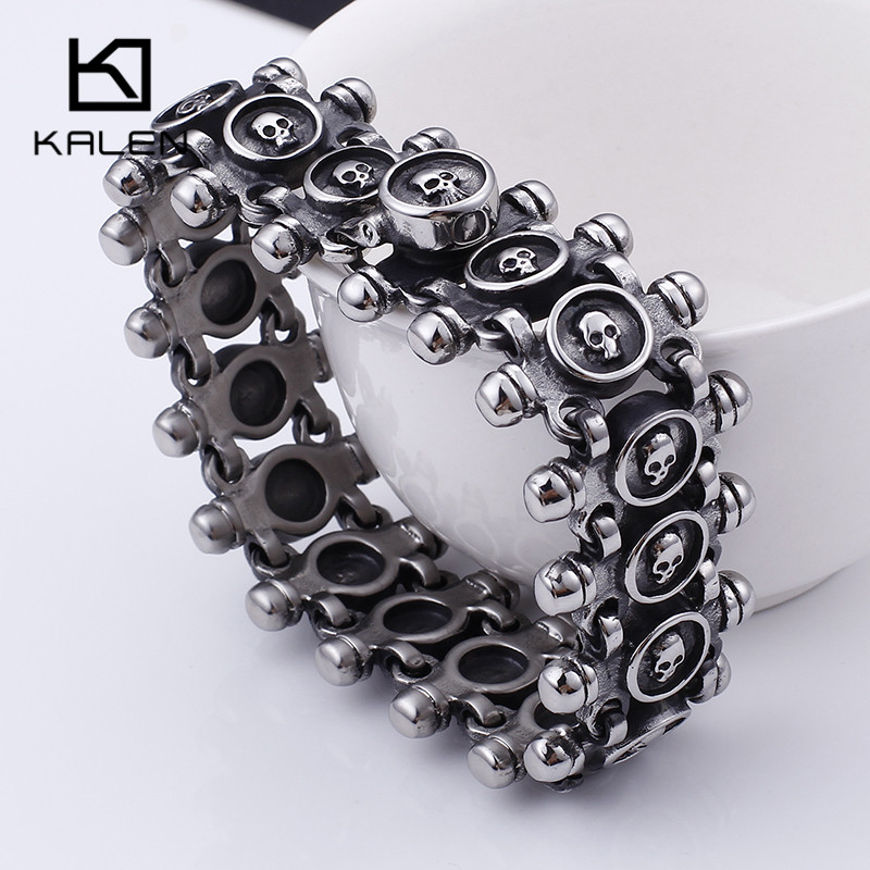 KALEN 펑크 빈티지 해골 팔찌 남성용 스테인레스 스 - Men Accessories Bd 리뷰 및 가격