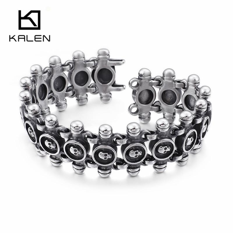 KALEN 펑크 빈티지 해골 팔찌 남성용 스테인레스 스 - Men Accessories Bd 리뷰 및 가격