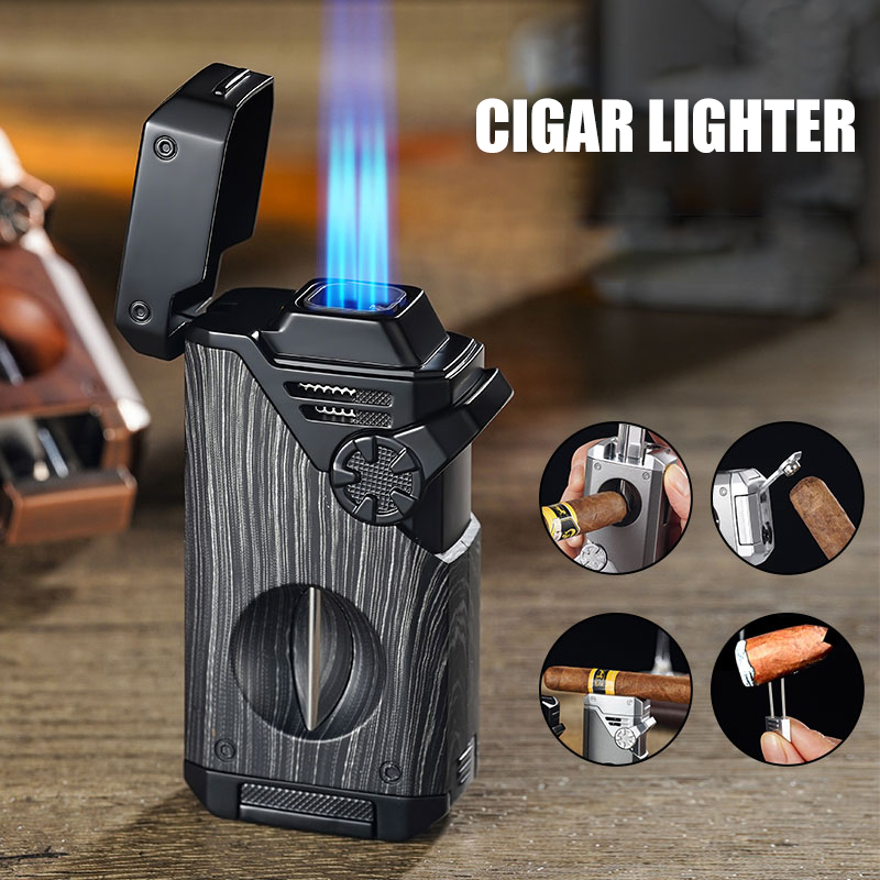다기능 시가 라이터 세트, 4중 제트 화염 토치, V- - Cigar Cutter Set 리뷰 및 가격