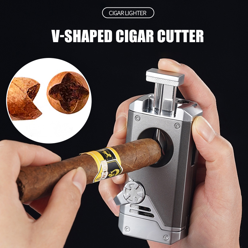 다기능 시가 라이터 세트, 4중 제트 화염 토치, V- - Cigar Cutter Set 리뷰 및 가격