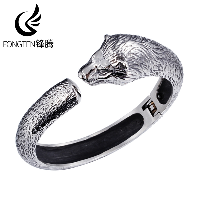 Fongten 바이킹 울프 헤드 스테인레스 스틸 남성용 - Men Accessories Bd 리뷰 및 가격