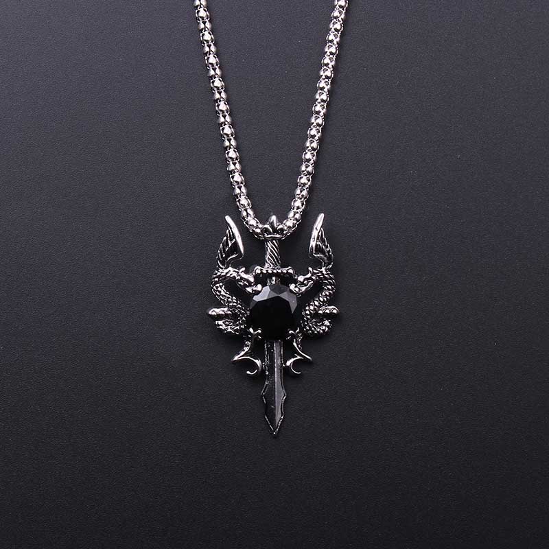 더블 드래곤 블랙 젬 크로스 목걸이 펑크 맞춤형 펜던트 - Men Accessories Necklace 리뷰 및 가격