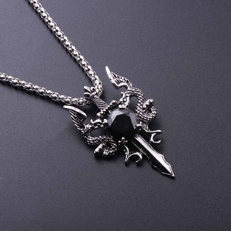 더블 드래곤 블랙 젬 크로스 목걸이 펑크 맞춤형 펜던트 - Men Accessories Necklace 리뷰 및 가격
